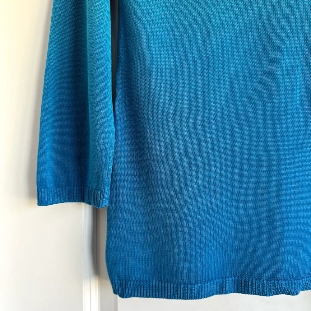 Lauren Ralph Lauren C-Neck Sweater Silk Pullover Preppy Resort Top Blue Ombré M